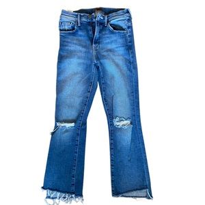 MOTHER denim Size 25 Insider crop step Frey wash reckless on shiny white Vespa